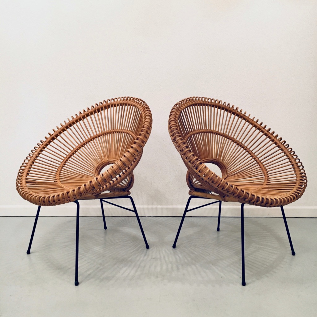 Fauteuils rotin 1950s