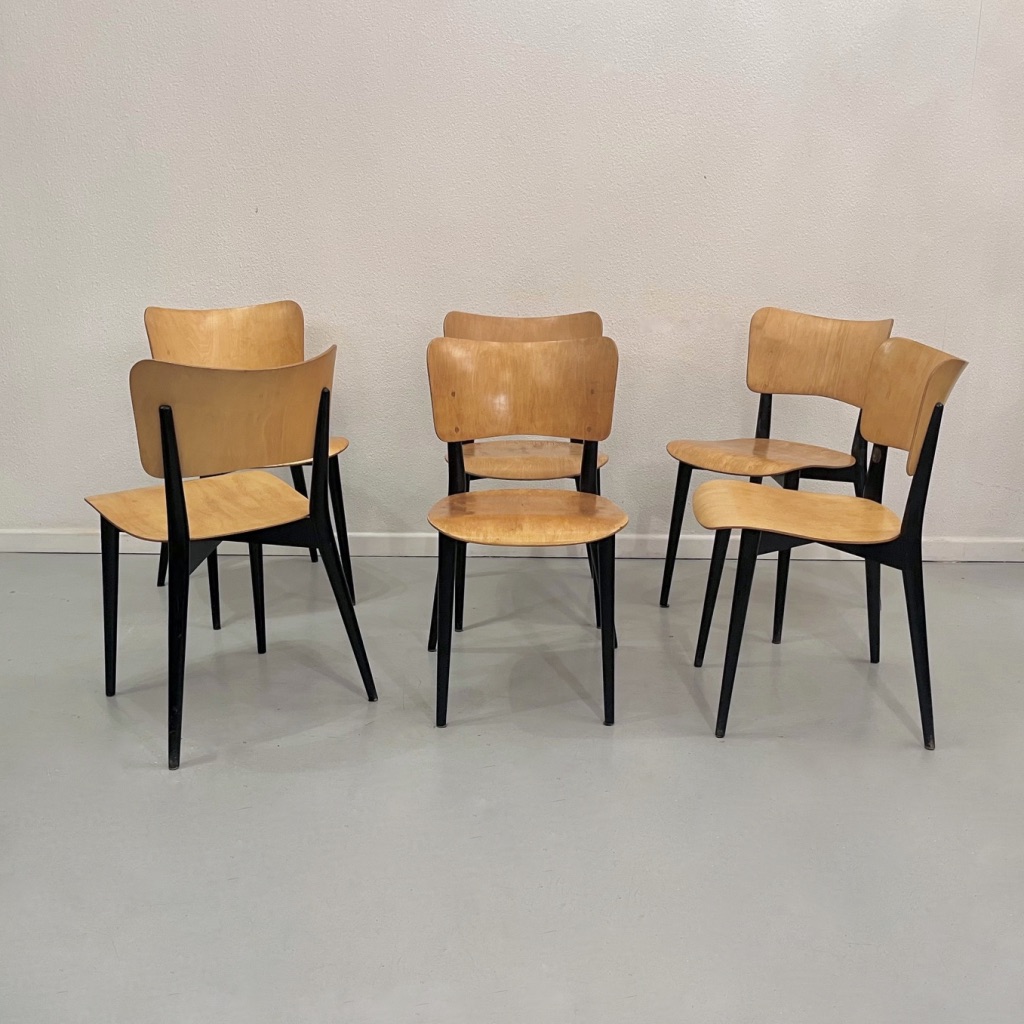 Set of 6 Cross Frame Dining Chairs Max Bill 1951