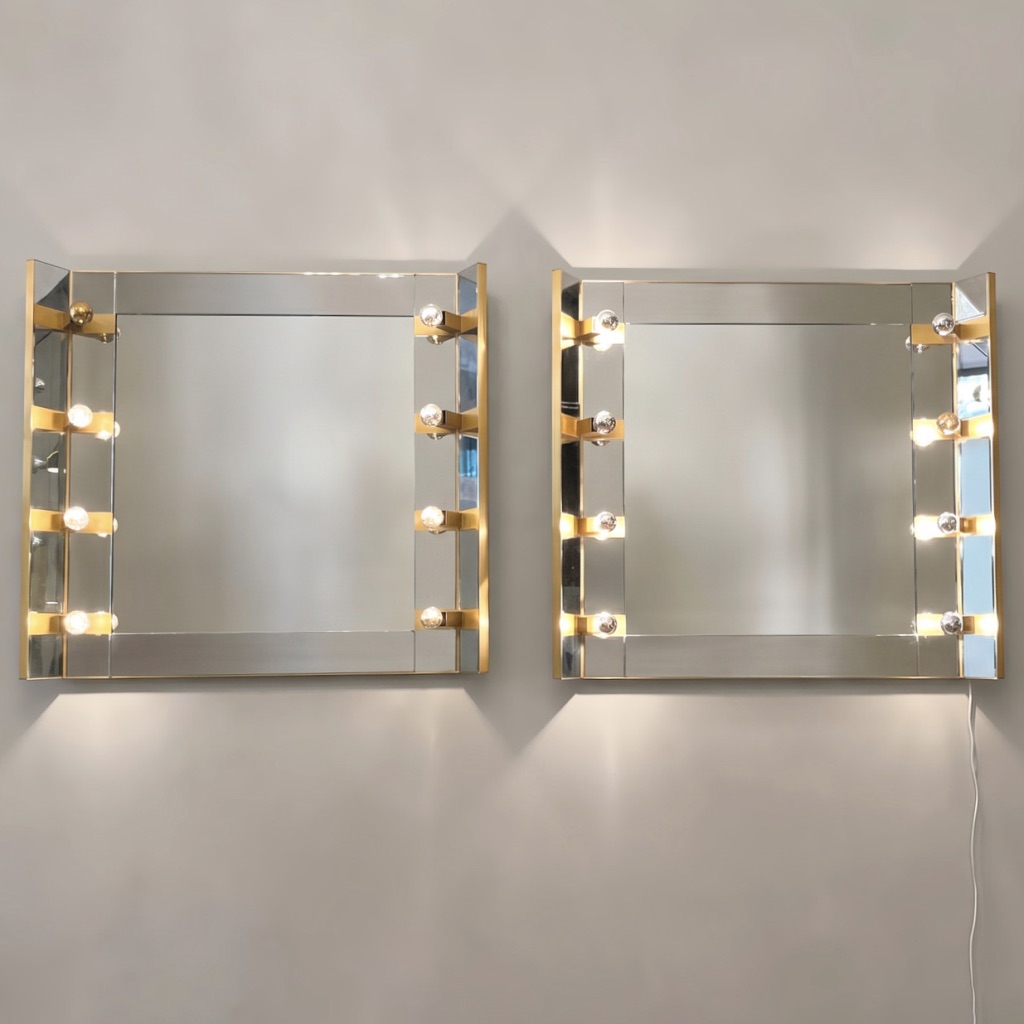Paire de miroirs lumineux 1970